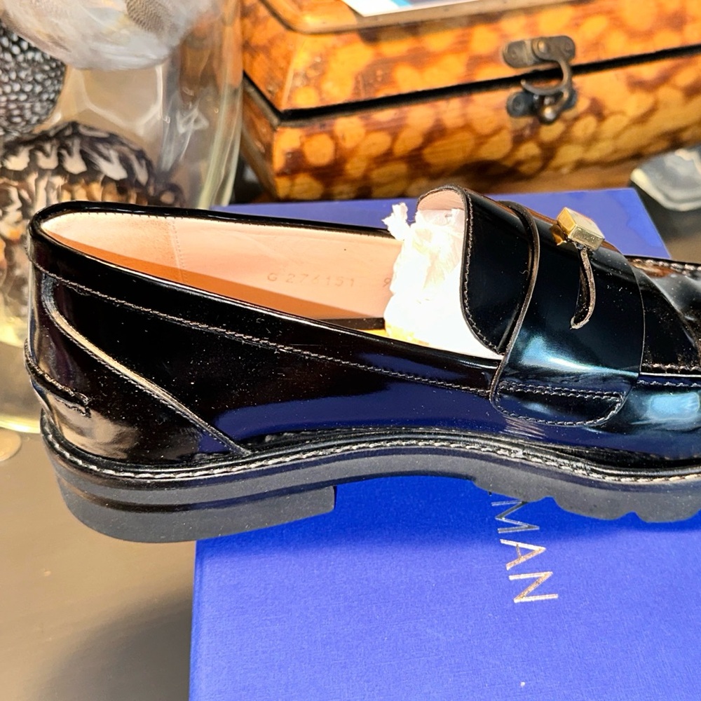 Stuart Weitzman Black Patent Leather Loafers